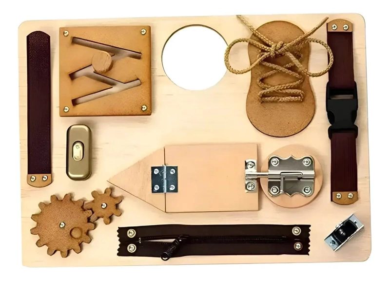 TABLERO SENSORIAL DE MADERA PARA DESARROLLO INFANTIL - 1