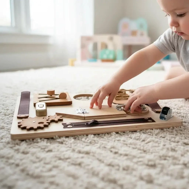 TABLERO SENSORIAL DE MADERA PARA DESARROLLO INFANTIL - 2