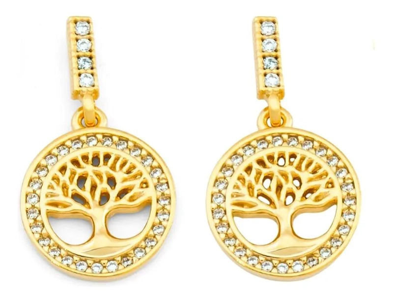 AROS ELEGANTES BAÑADOS EN ORO CON CIRCONES DE ALTA CALIDAD - 1
