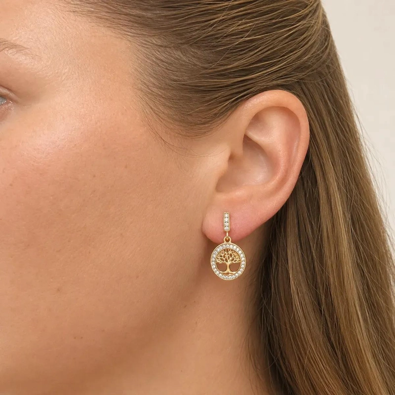 AROS ELEGANTES BAÑADOS EN ORO CON CIRCONES DE ALTA CALIDAD - 2