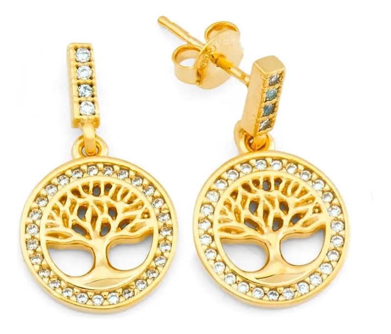 AROS ELEGANTES BAÑADOS EN ORO CON CIRCONES DE ALTA CALIDAD - 3