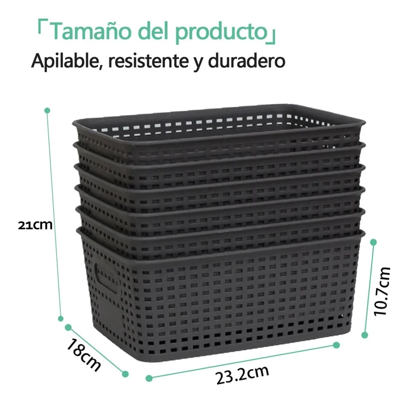SET DE 6 CANASTOS ORGANIZADORES MULTIUSO PARA COCINA Y BAÑO - 8