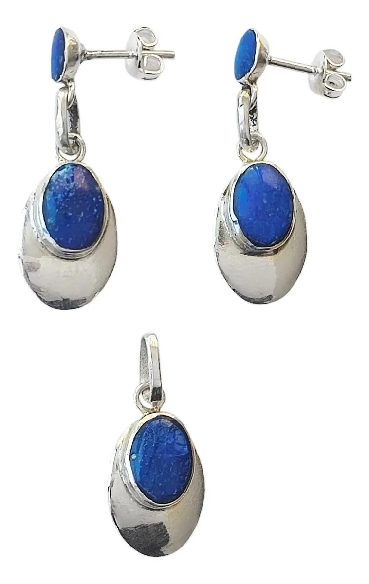 SET DE JOYAS EN LAPISLAZULI Y PLATA FINA 950 DE 3 PIEZAS - 2