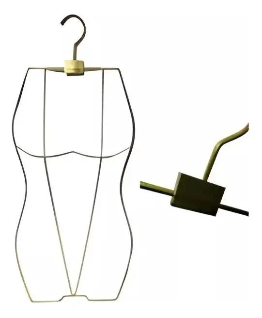 EXHIBIDOR COLGADOR DE TORSO METAL DORADO PARA ROPA DE DAMA - 2