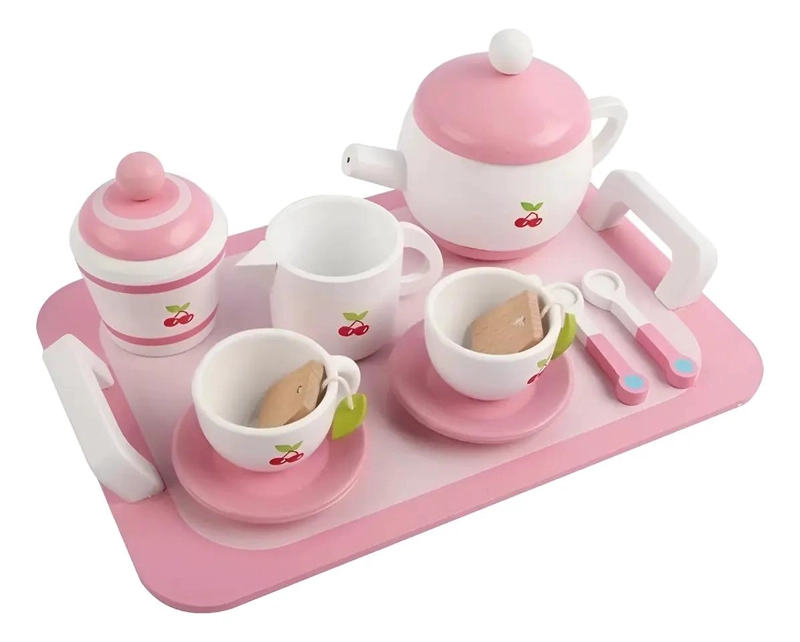JUEGO DE TAZAS DE TE  DE MADERA PARA NIÑOS - 2