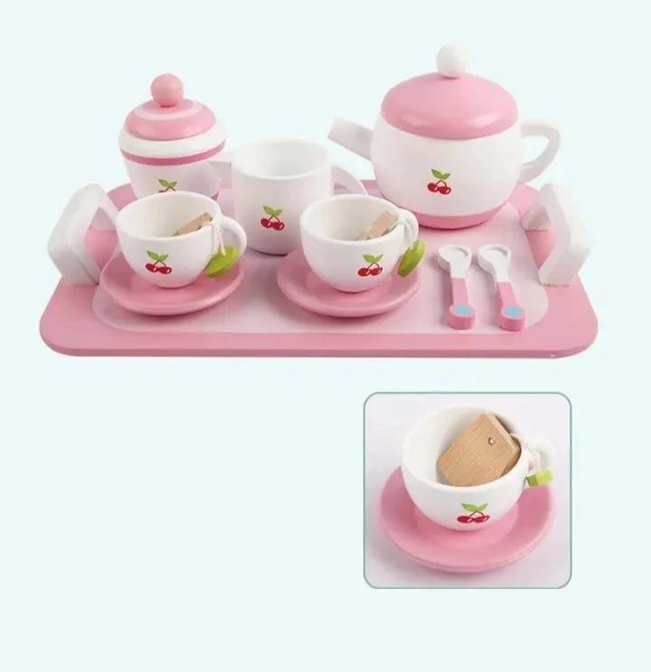 JUEGO DE TAZAS DE TE  DE MADERA PARA NIÑOS - 5