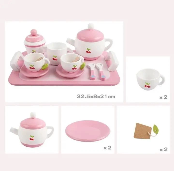 JUEGO DE TAZAS DE TE  DE MADERA PARA NIÑOS - 6