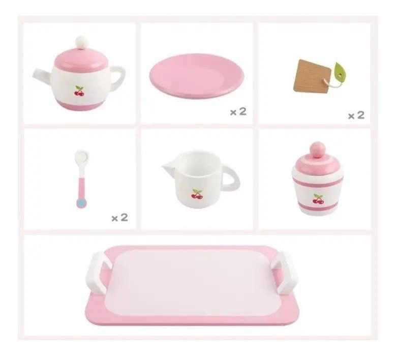 JUEGO DE TAZAS DE TE  DE MADERA PARA NIÑOS - 7