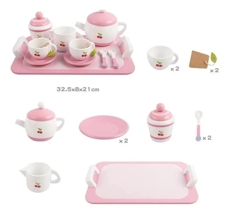 JUEGO DE TAZAS DE TE  DE MADERA PARA NIÑOS - 9