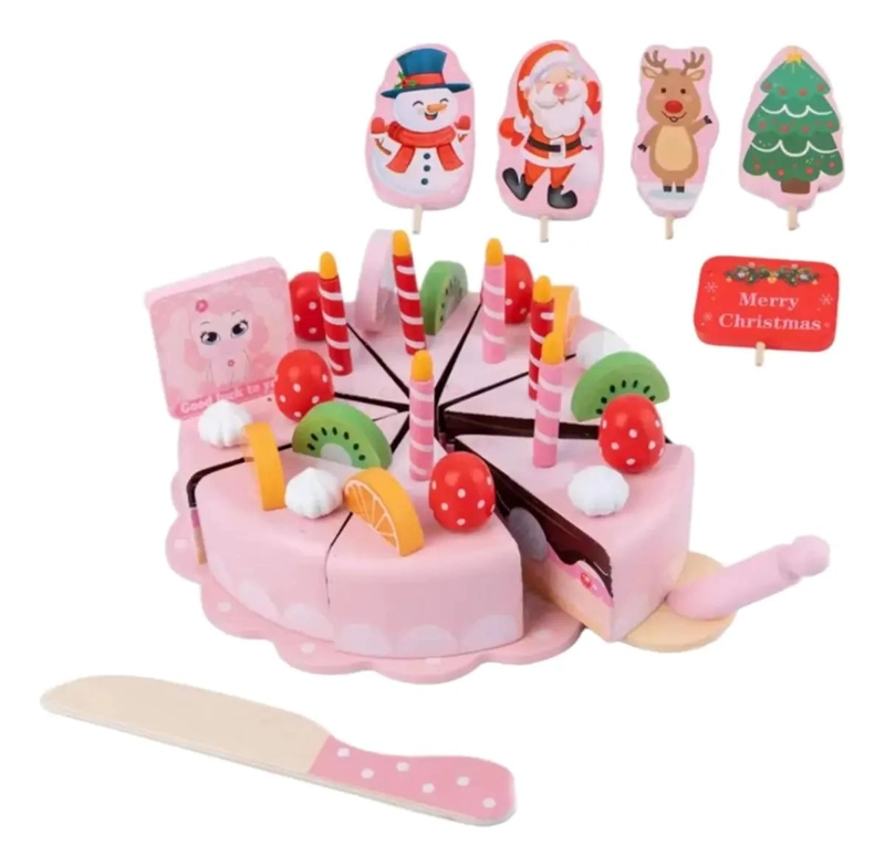 TORTA DE CUMPLEAÑOS DE MADERA CON VELCRO PARA NIÑOS - 10