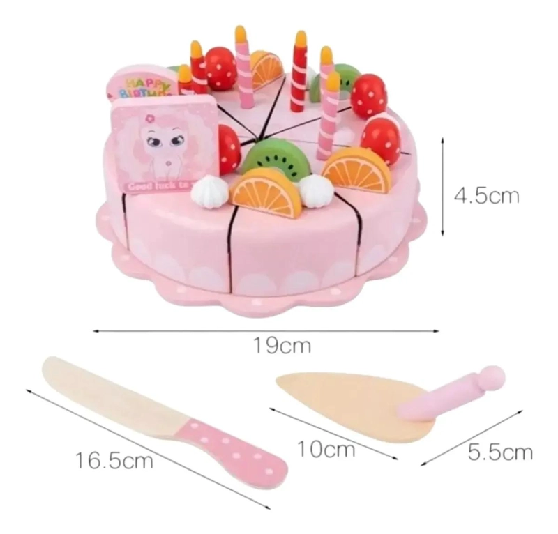 TORTA DE CUMPLEAÑOS DE MADERA CON VELCRO PARA NIÑOS - 2