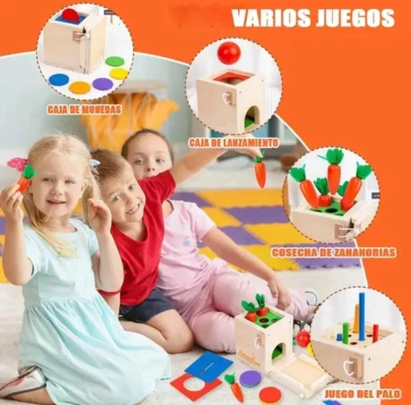 CUBO ENCAJE DIDACTICO DE MADERA 4 EN 1 PARA NIÑOS - 6