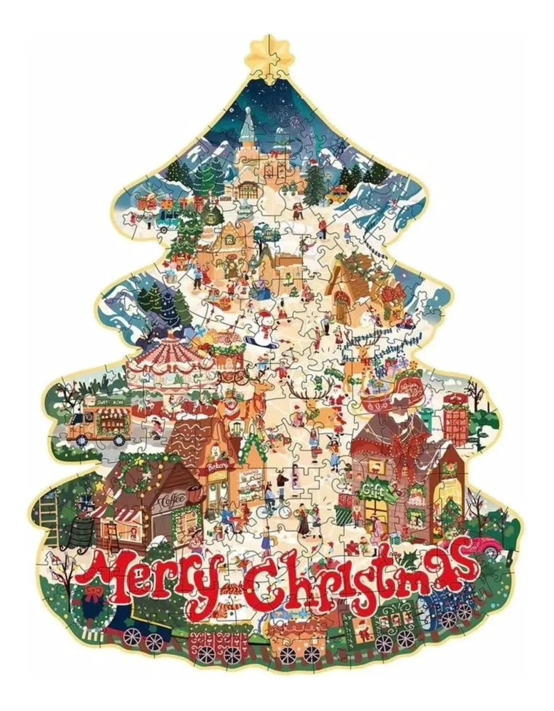 ROMPECABEZAS DE MADERA PUEBLO NAVIDEÑO 200 PIEZAS - 1