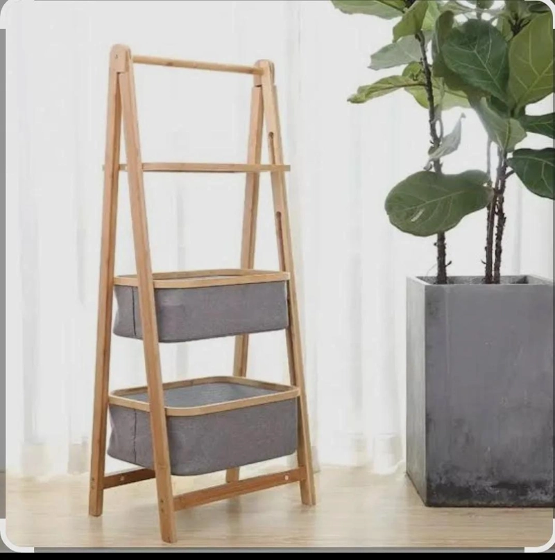 ORGANIZADOR DE BAMBU ESCALERA CON CANASTOS PARA ALMACENAMIENTO - 2