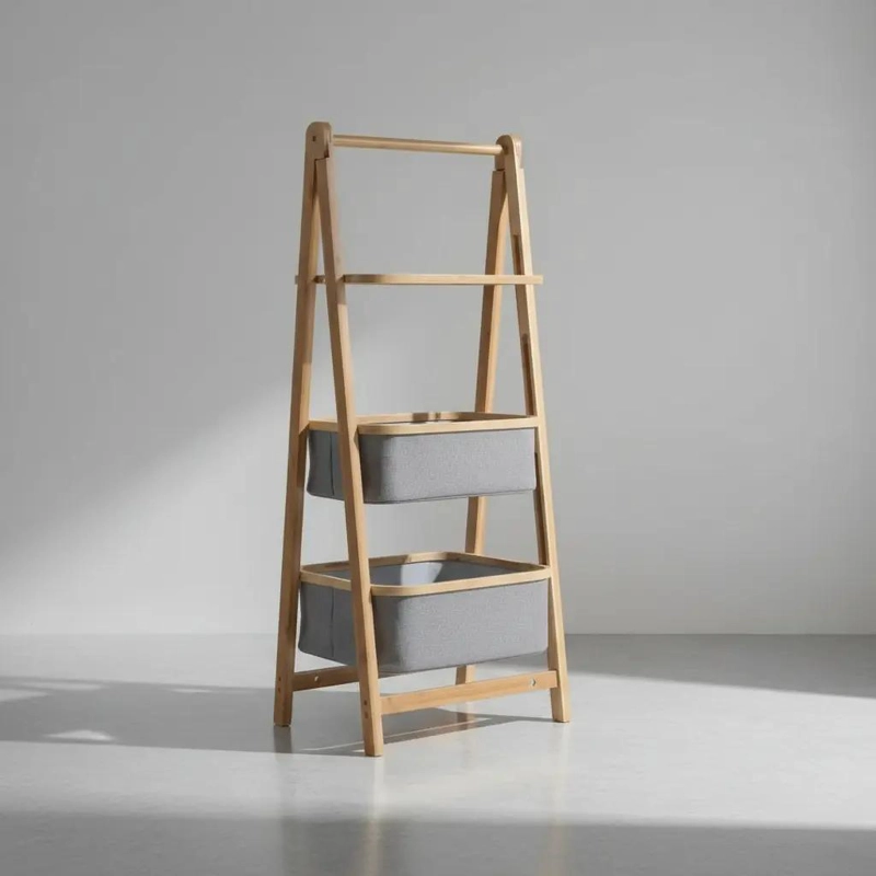 ORGANIZADOR DE BAMBU ESCALERA CON CANASTOS PARA ALMACENAMIENTO - 3
