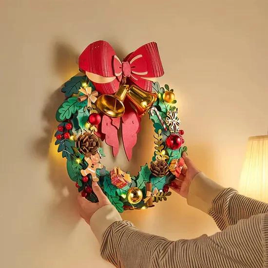 KIT PUZZLE 3D CORONA NAVIDEÑA LED PARA DECORACION - 2