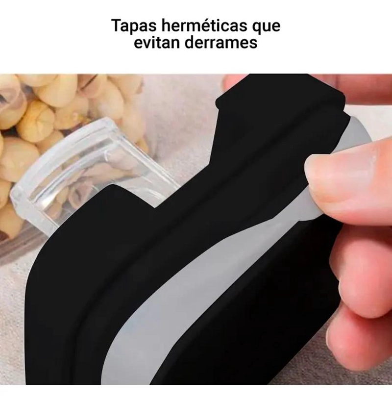 SET DE 7 RECIPIENTES APILABLES PARA ALIMENTOS COLOR NEGRO - 6