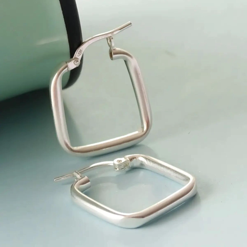 AROS GEOME TRICOS DE PLATA 925 PARA MUJER CON PRESENTACION - 2