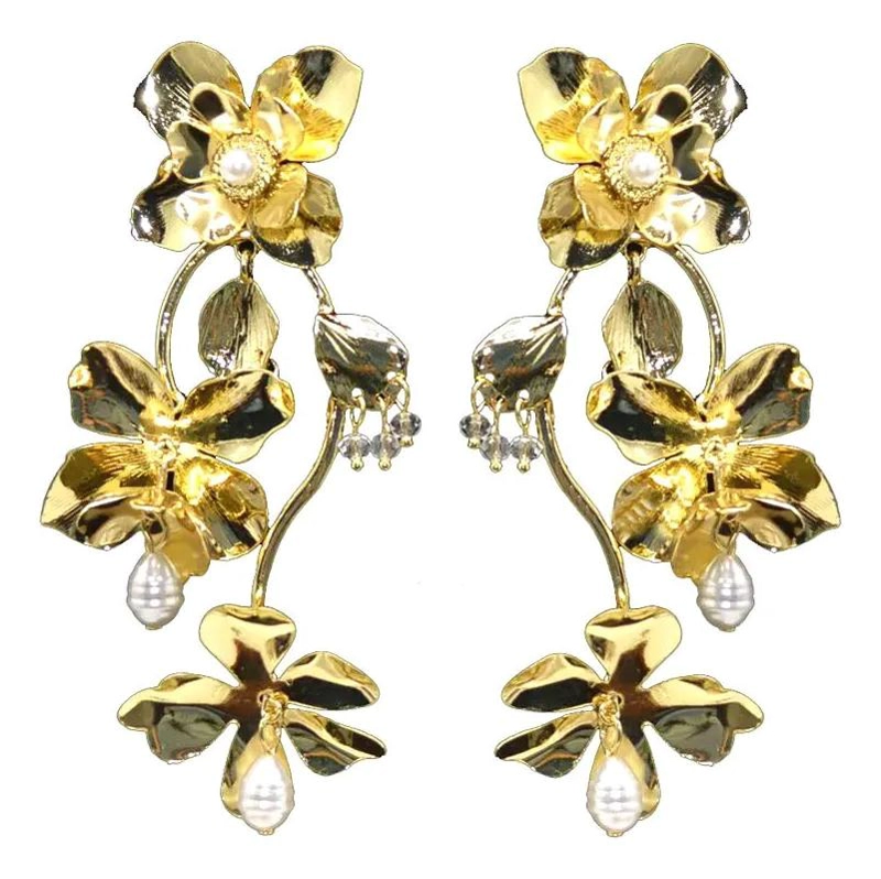 AROS DE FIESTA CON DISEÑO FLORAL EN ALEACION RECICLADA - 1