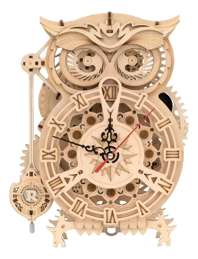 PUZZLE RELOJ DE MADERA EN FORMA DE BUHO PARA ARMAR - 1