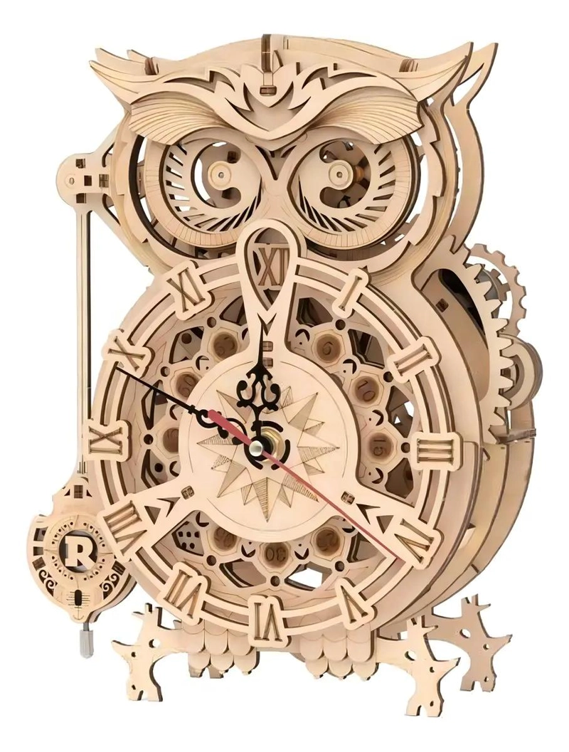 PUZZLE RELOJ DE MADERA EN FORMA DE BUHO PARA ARMAR - 2