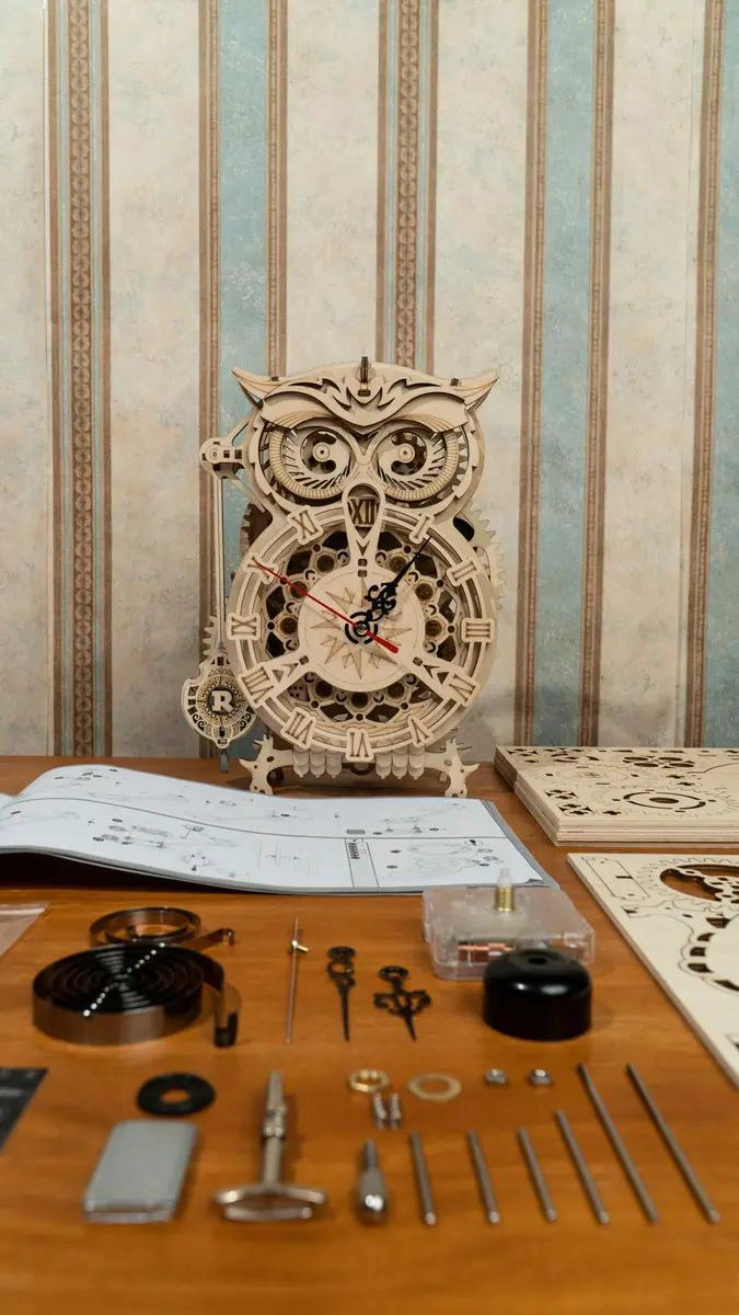 PUZZLE RELOJ DE MADERA EN FORMA DE BUHO PARA ARMAR - 9