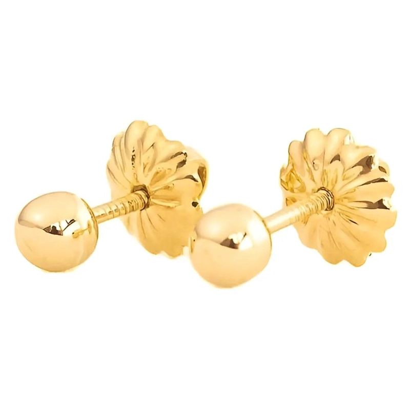 AROS BOLITA DE ORO 18K PARA MUJERES Y NIÑAS - 1