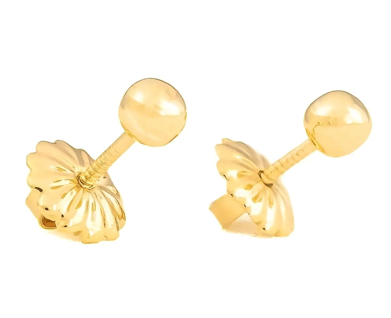 AROS BOLITA DE ORO 18K PARA MUJERES Y NIÑAS - 2