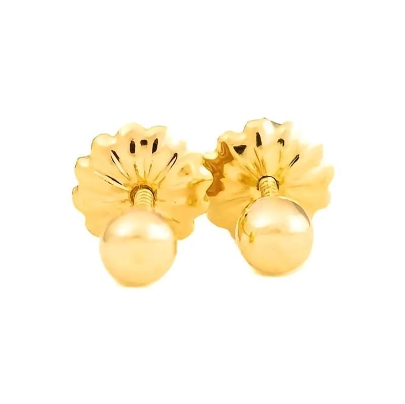 AROS BOLITA DE ORO 18K PARA MUJERES Y NIÑAS - 3