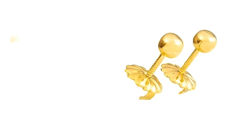 AROS BOLITA DE ORO 18K PARA MUJERES Y NIÑAS - 5