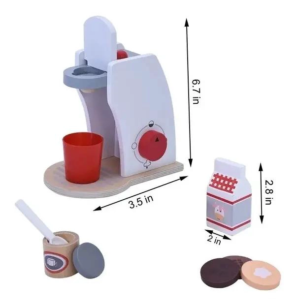 SET DE JUEGO DIDACTICO DE MADERA CON CAFETERA BATIDORA Y TOSTADORA - 4