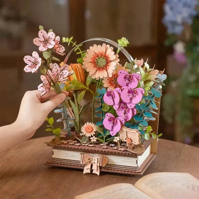 PUZZLE 3D LIBRO FLORAL DE MADERA PARA ARMAR - 3