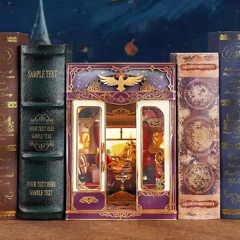 BOOKNOOK ARMABLE DE MADERA CON ILUMINACION Y DETALLES ARTISTICOS - 2