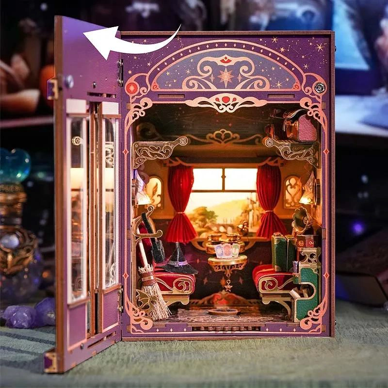 BOOKNOOK ARMABLE DE MADERA CON ILUMINACION Y DETALLES ARTISTICOS - 4