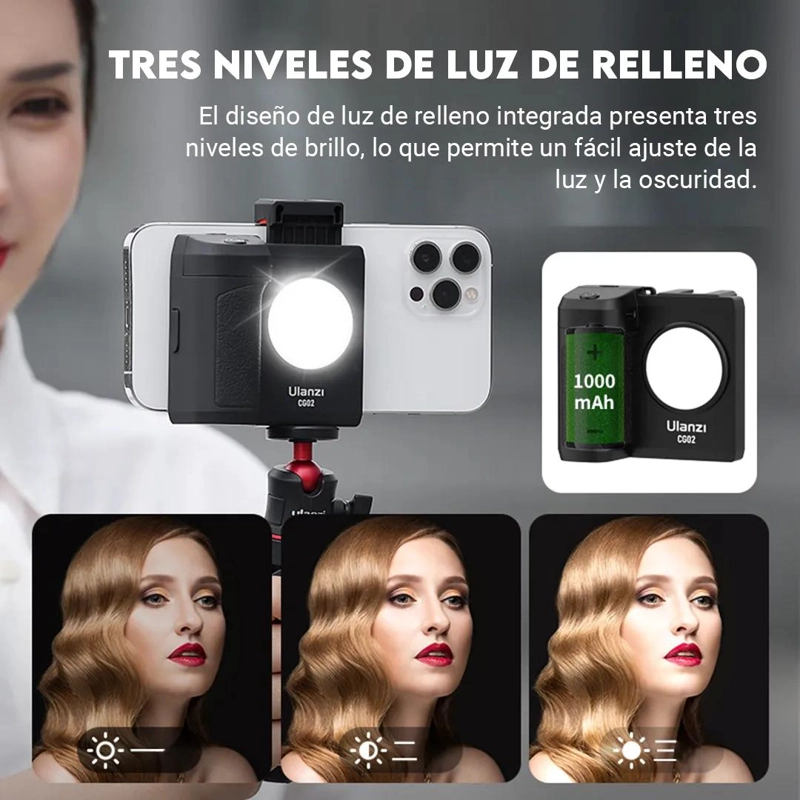EMPUÑADURA ERGONOMICA PARA SMARTPHONE CON LUZ LED Y CONTROL REMOTO - 2