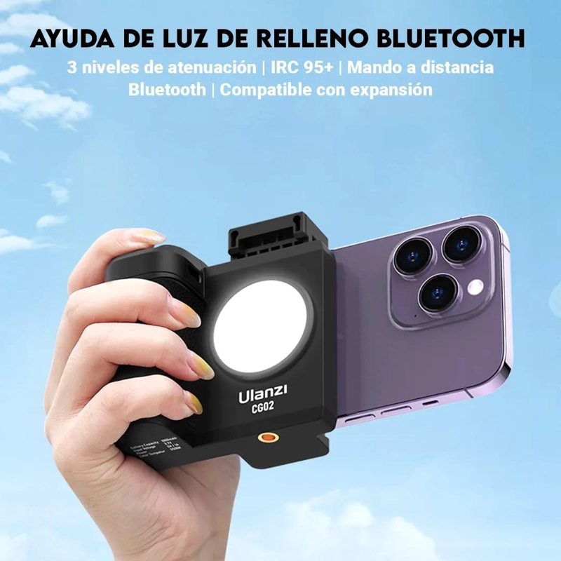 EMPUÑADURA ERGONOMICA PARA SMARTPHONE CON LUZ LED Y CONTROL REMOTO - 6