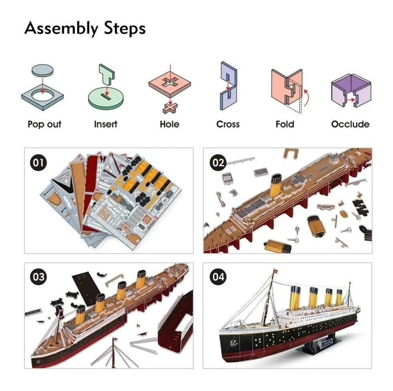 PUZZLE 3D BARCO TITANIC CON ILUMINACION LED 266 PIEZAS - 1