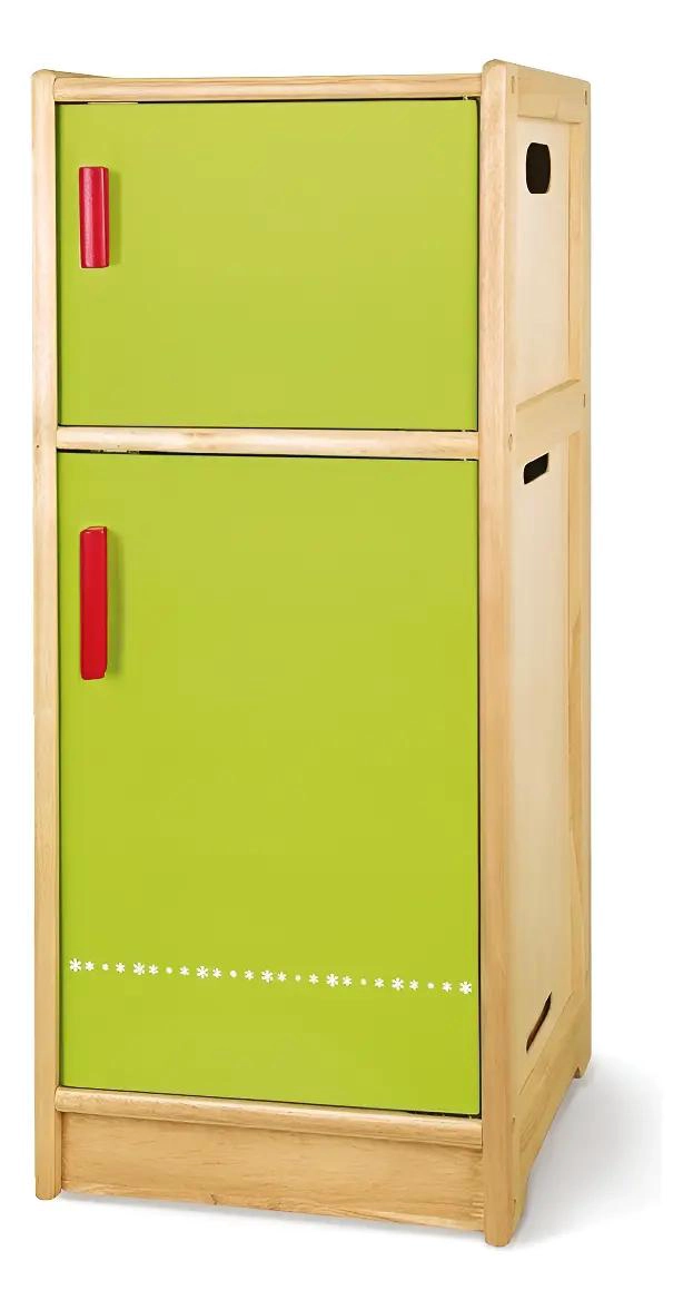 REFRIGERADOR DE MADERA MACIZA CON DOS PUERTAS Y BANDEJAS - 1