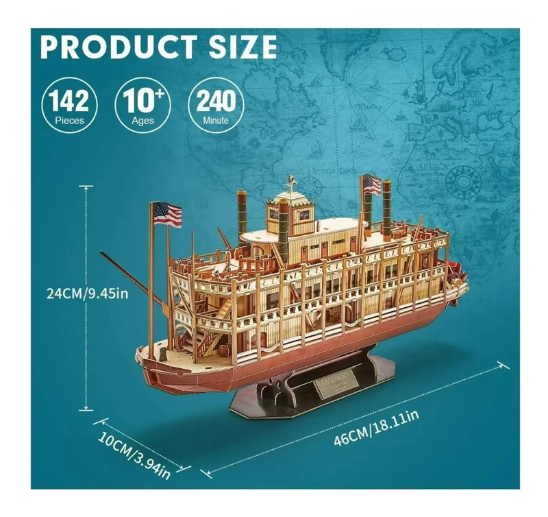 ROMPECABEZAS 3D BUQUE VAPOR MISSISSIPPI 142 PIEZAS - 8