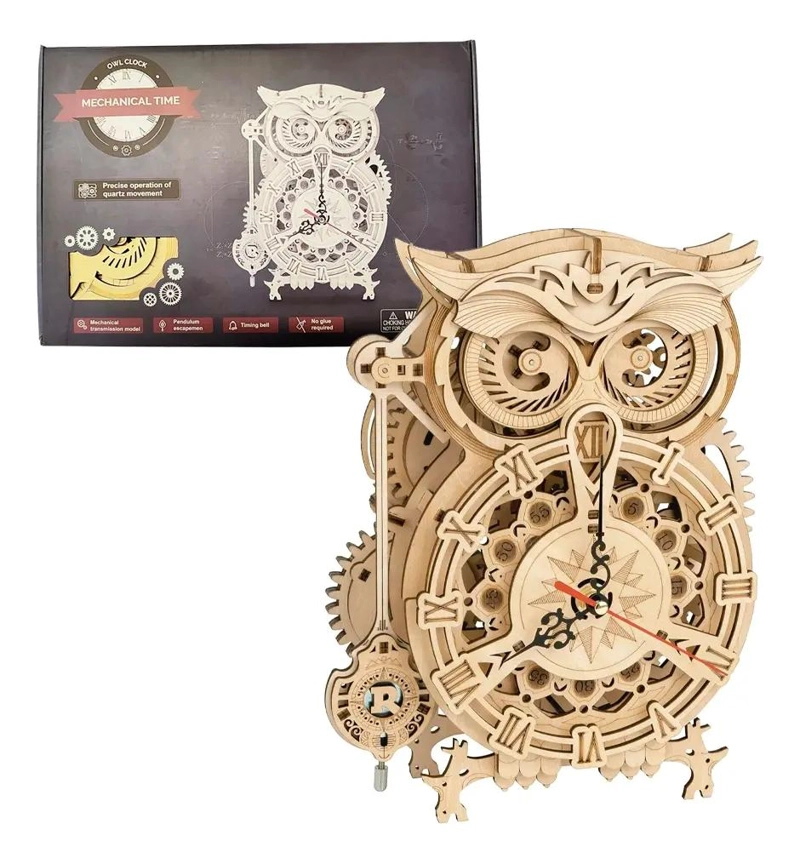 PUZZLE 3D MECANICO RELOJ BUHO PARA CONSTRUCCION CREATIVA - 1