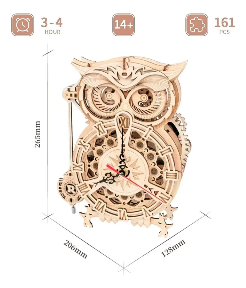 PUZZLE 3D MECANICO RELOJ BUHO PARA CONSTRUCCION CREATIVA - 2