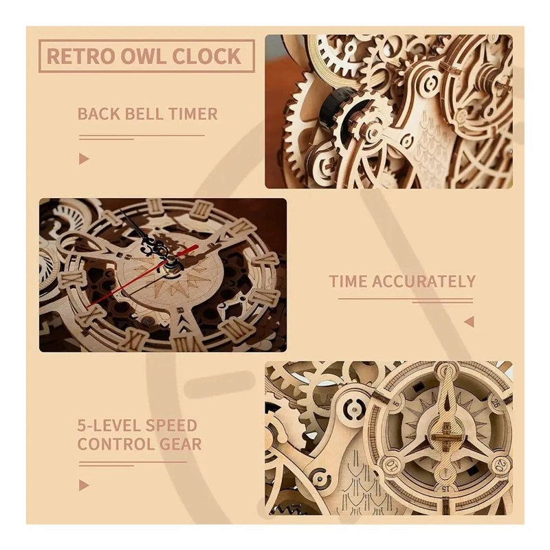 PUZZLE 3D MECANICO RELOJ BUHO PARA CONSTRUCCION CREATIVA - 3