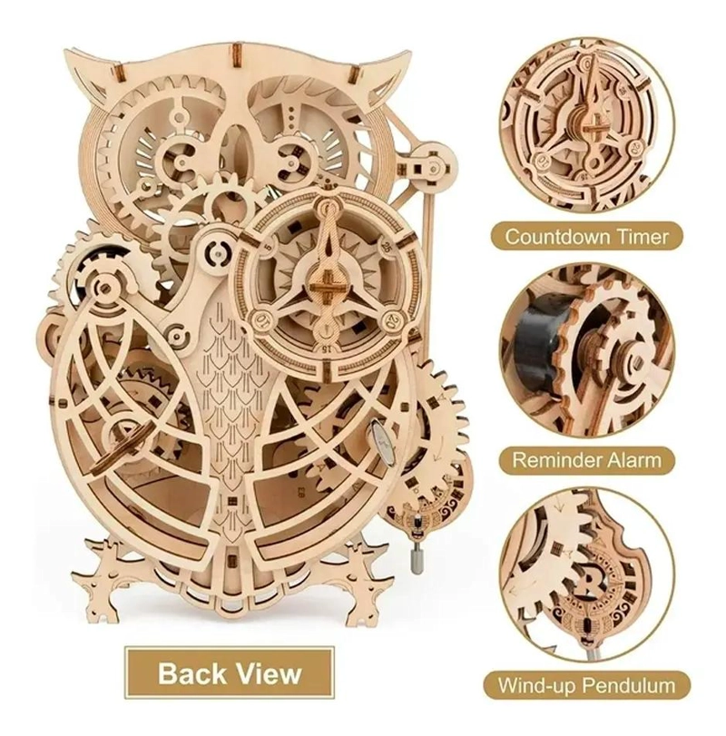 PUZZLE 3D MECANICO RELOJ BUHO PARA CONSTRUCCION CREATIVA - 6