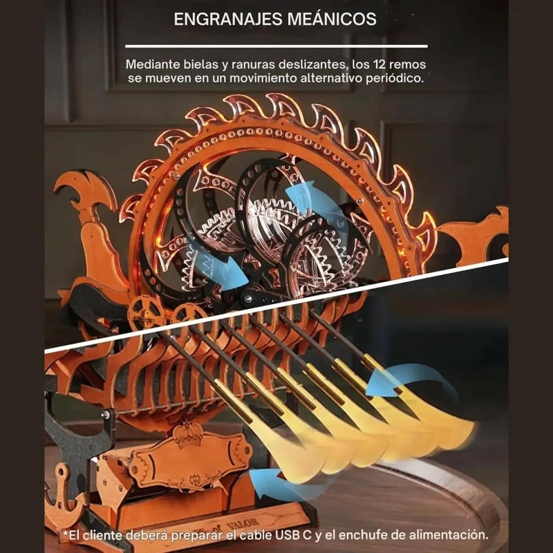 PUZZLE 3D BARCO DRAGON VIKINGO PARA ARMAR EN MADERA - 1