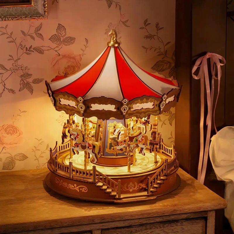 PUZZLE 3D CARRUSEL MUSICAL DE MADERA PARA ARMAR - 2