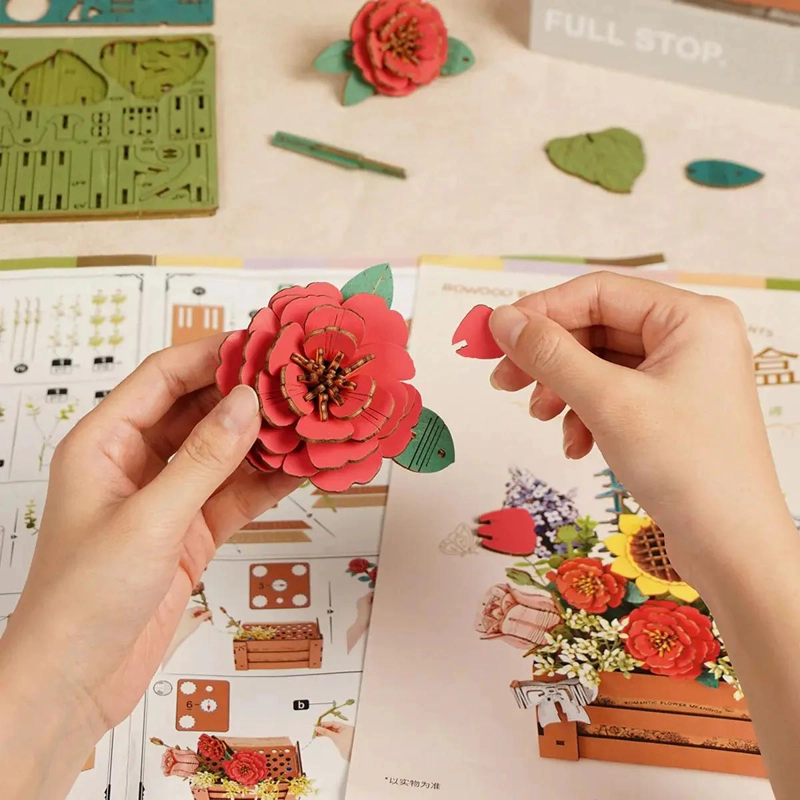 PUZZLE 3D RAMO DE FLORES EN CAJA DE MADERA - 3