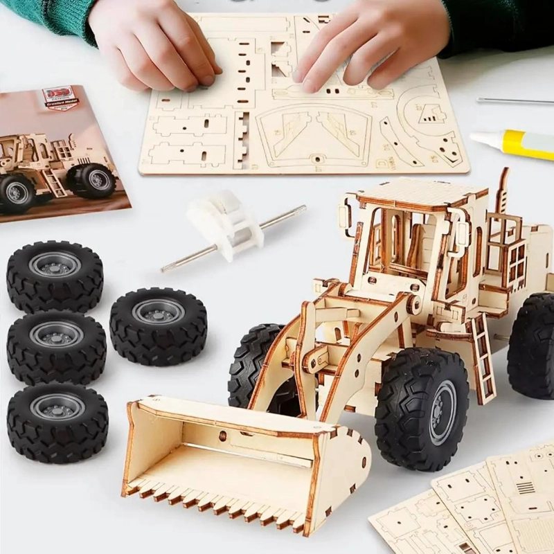 PUZZLE 3D MADERA RETROEXCAVADORA ARMABLE 106 PIEZAS DIDACTICO - 4