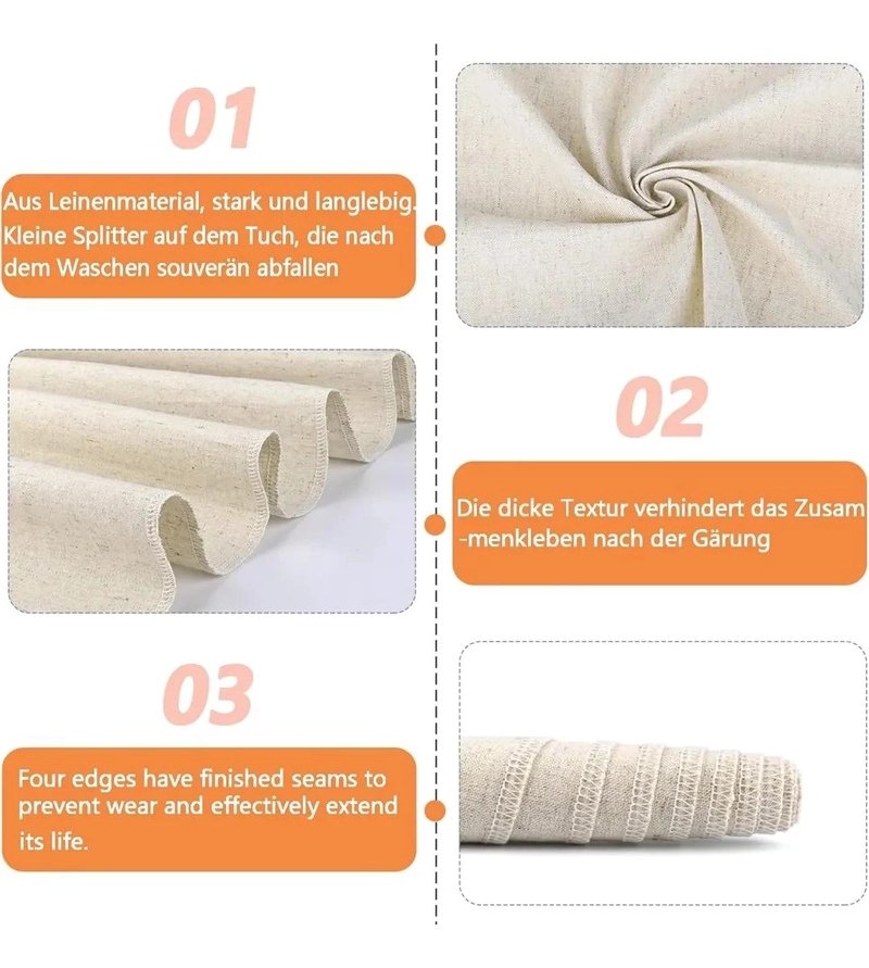 PAÑO DE LINO PARA FERMENTACION DE PAN 320X40 CM - 2