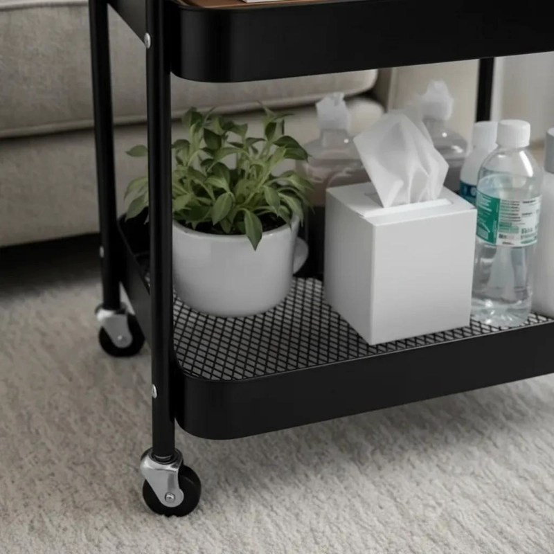 CARRITO ORGANIZADOR METALICO DE 3 NIVELES CON RUEDAS - 4
