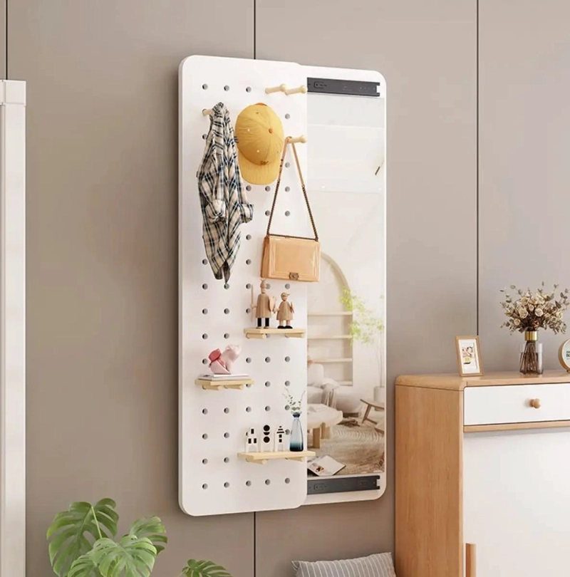 ORGANIZADOR DE PARED CON ESPEJO Y TABLA DESLIZABLE COLOR BLANCA - 2